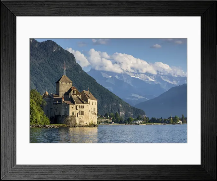 Framed Print : Switzerland, Canton of Vaud, Chillon castle, Lake Geneva Framed Print : Switzerland, Canton of Vaud, Chillon castle, Lake Geneva