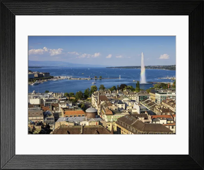 Framed Print : Switzerland, Canton of Geneva, City of Geneva, Lake Geneva, Jet d Eau fountain