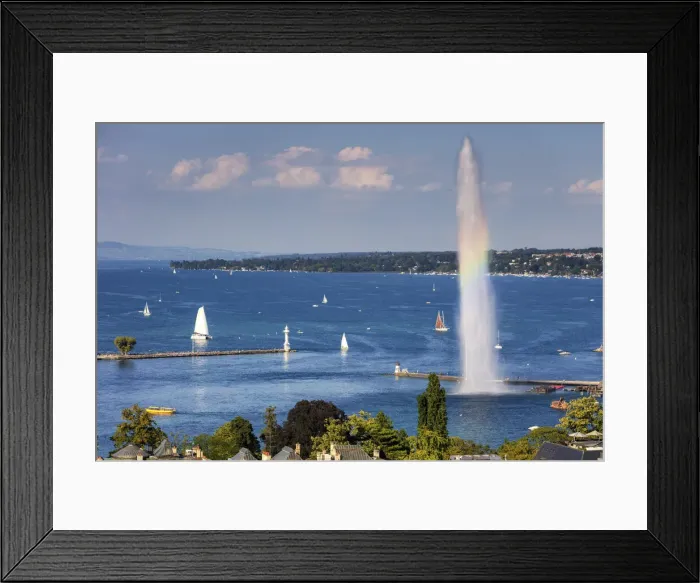 Framed Print : Switzerland, Canton of Geneva, City of Geneva, Lake Geneva, Jet d Eau fountain Framed Print : Switzerland, Canton of Geneva, City of Geneva, Lake Geneva, Jet d Eau fountain