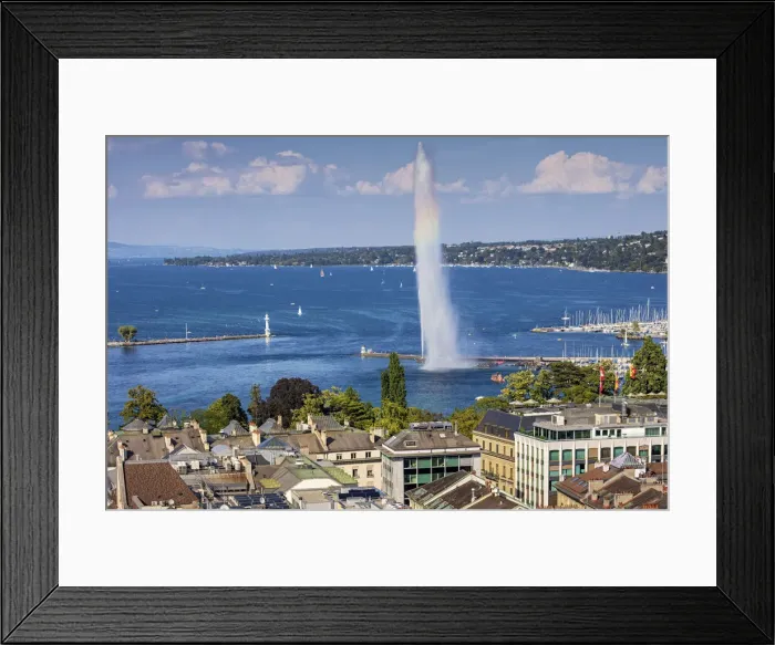 Framed Print : Switzerland, Canton of Geneva, City of Geneva, Lake Geneva, Jet d Eau fountain Framed Print : Switzerland, Canton of Geneva, City of Geneva, Lake Geneva, Jet d Eau fountain