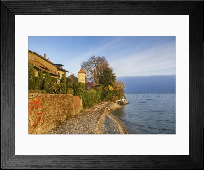 Framed Print : Switzerland, Canton of Vaud, Lake Geneva, St-Prex village Framed Print : Switzerland, Canton of Vaud, Lake Geneva, St-Prex village