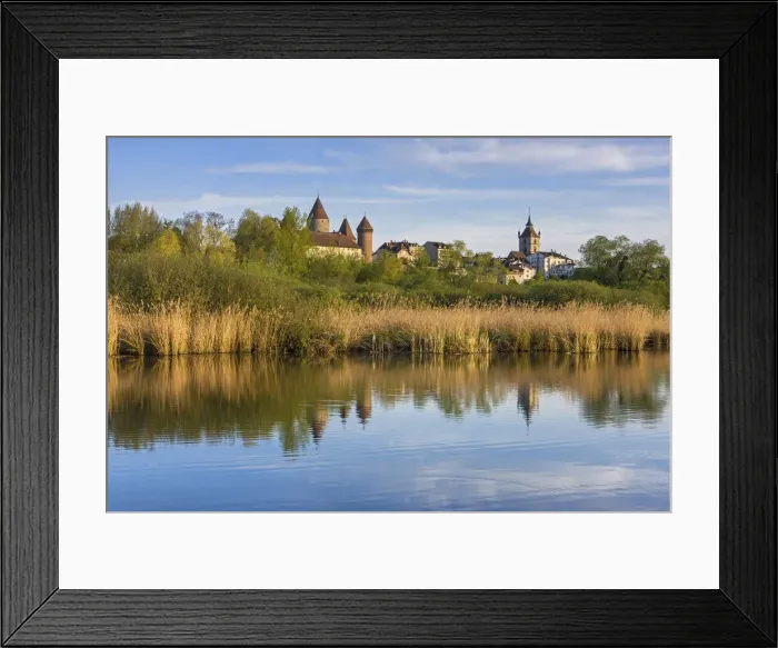Framed Print : Switzerland, Canton of Fribourg, Estavayer-le-Lac town, Lake Neuchatel Framed Print : Switzerland, Canton of Fribourg, Estavayer-le-Lac town, Lake Neuchatel