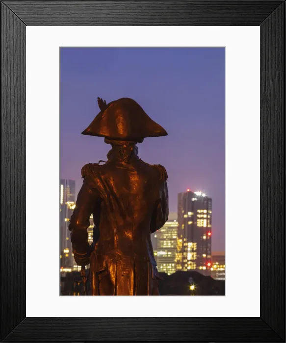 Framed Print : England, London, Greenwich, Silouette of Lord Nelson Statue