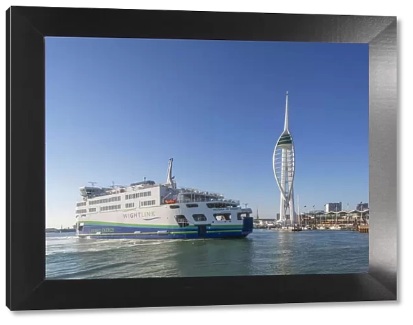 England, Hampshire, Portsmouth, Wightlink Ferry Victoria of Wight and The Spinnaker Tower