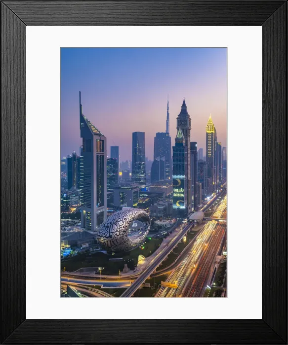 Framed Print : Museum Of The Future, Emirates Towers & Sheikh Zayad Road, Dubai, United Arab Emirates Framed Print : Museum Of The Future, Emirates Towers & Sheikh Zayad Road, Dubai, United Arab Emirates