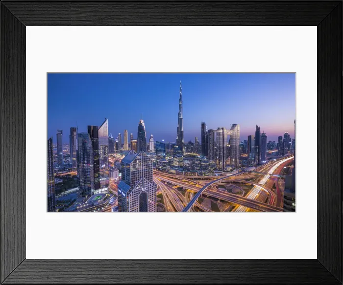 Framed Print : Burj Khalifa & Sheikh Zayad Road, Downtown, Dubai, United Arab Emirates