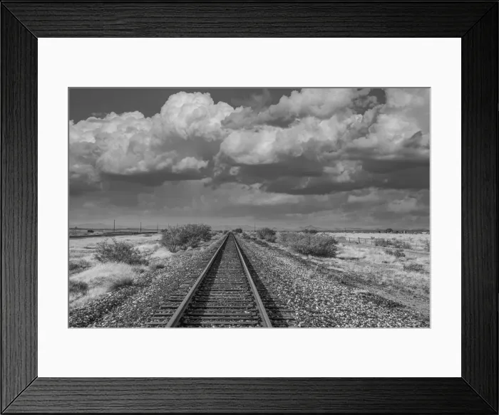 Framed Print : USA, Texas, Marfa, railroad track Framed Print : USA, Texas, Marfa, railroad track