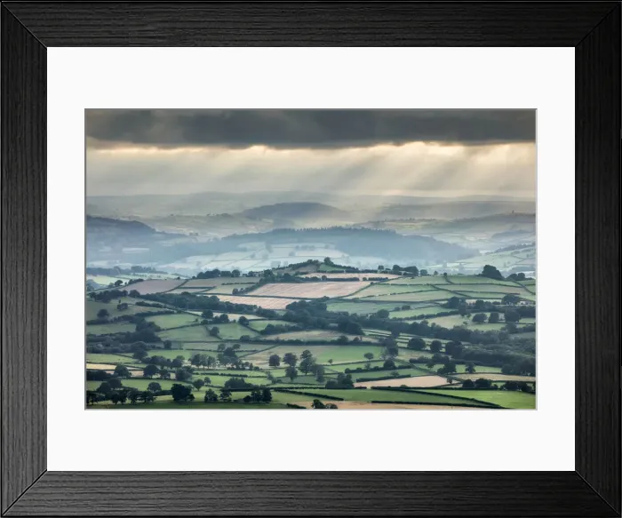 Framed Print : View over countryside near Llangorse from Mynydd Troed in The Black Mountains Framed Print : View over countryside near Llangorse from Mynydd Troed in The Black Mountains