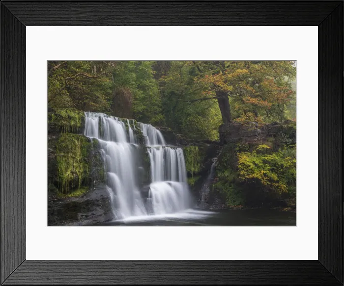 Framed Print : Beautiful waterfall on the Four Waterfalls Walk in the Brecon Beacons National Park