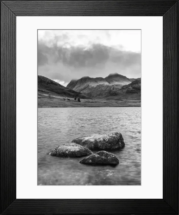 Framed Print : UK, England, Cumbria, Lake District National Park, Blae Tarn and Langdale Pikes beyond