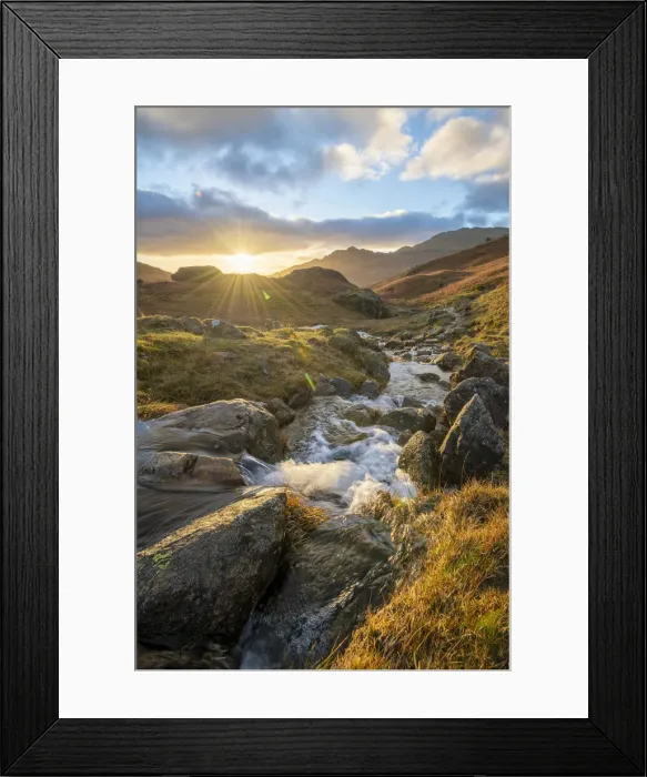 Framed Print : UK, England, Cumbria, Lake District National Park, Blae Tarn, Blaemoss Beck at sunrise Framed Print : UK, England, Cumbria, Lake District National Park, Blae Tarn, Blaemoss Beck at sunrise