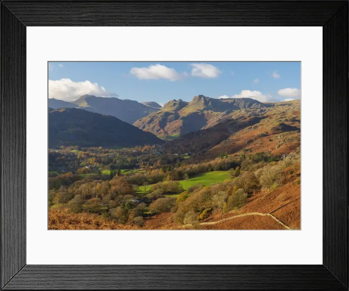 Framed Print : UK, England, Cumbria, Lake District National Park, view along Great Langdale towards