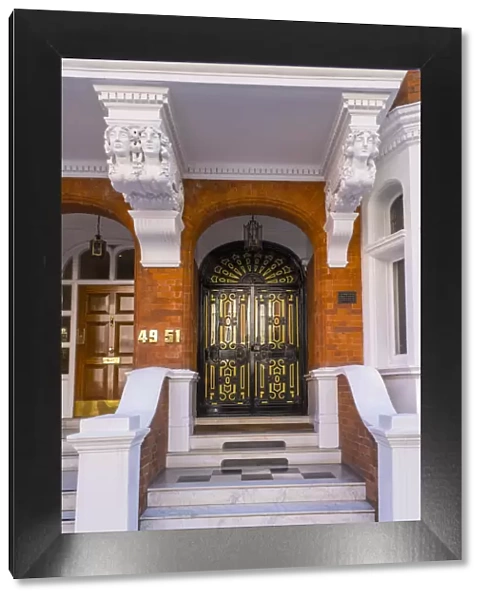 Ornate entrance, Kensington, London, England, UK