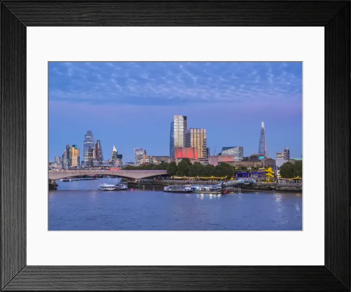 Framed Print : Skyline of London from Golden Jubilee Bridge, England, UK Framed Print : Skyline of London from Golden Jubilee Bridge, England, UK