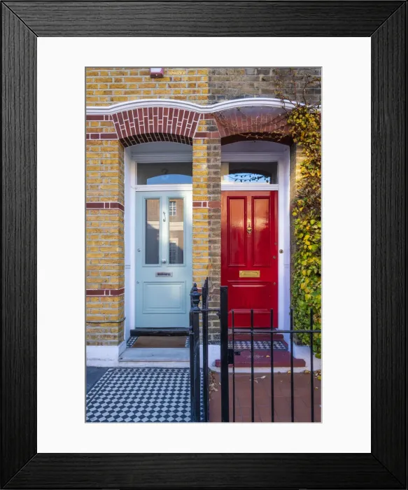 Framed Print : Doors to terraced houses in Greenwich, London, England, UK Framed Print : Doors to terraced houses in Greenwich, London, England, UK