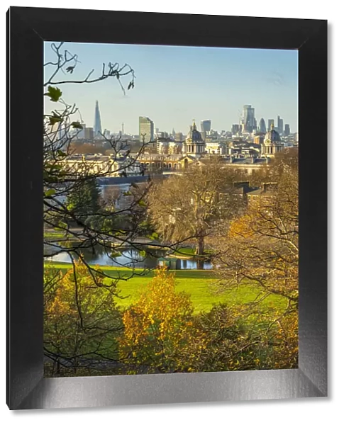 London skyline from Greenwich Park, Greenwich, London, England, UK
