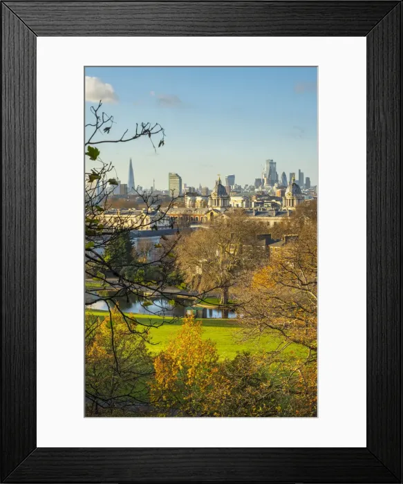 Framed Print : London skyline from Greenwich Park, Greenwich, London, England, UK Framed Print : London skyline from Greenwich Park, Greenwich, London, England, UK