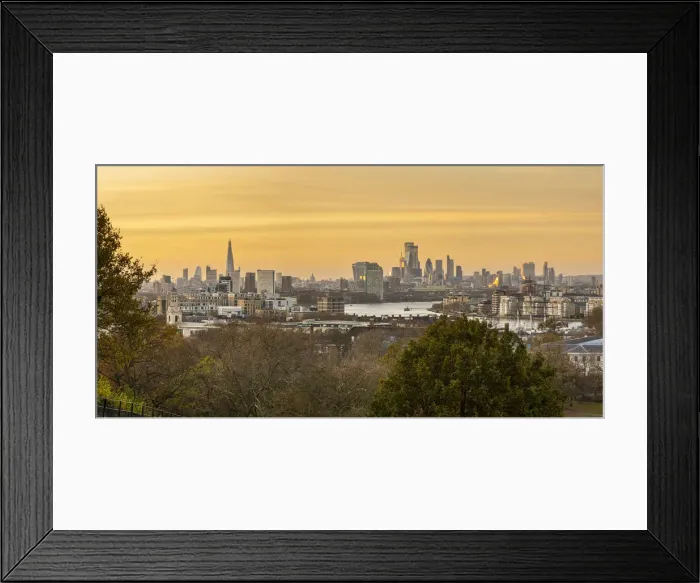 Framed Print : London skyline from Greenwich Park, Greenwich, London, England, UK Framed Print : London skyline from Greenwich Park, Greenwich, London, England, UK