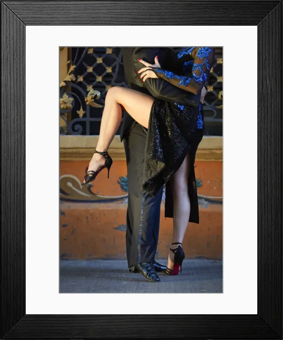 Framed Print : Detail of Professional Tango Dancers with Filieteado Art'in the background, Jean Jaures street, Abasto, Buenos Aires, Argentina. (MR) Framed Print : Detail of Professional Tango Dancers with Filieteado Art'in the background, Jean Jaures street, Abasto, Buenos Aires, Argentina. (MR)