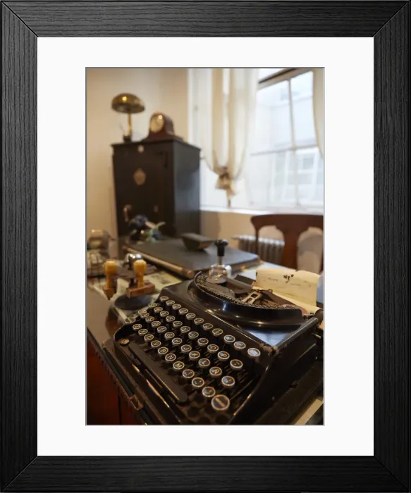 Framed Print : Detail of a vintage Remington typewriter inside an old office of the Palacio Barolo, Monserrat, Buenos Aires, Argentina. (PR) Framed Print : Detail of a vintage Remington typewriter inside an old office of the Palacio Barolo, Monserrat, Buenos Aires, Argentina. (PR)