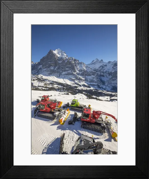 Framed Print : Snow ploughs, Wetterhorn mountain, Grindelwald, Jungfrau Region, Berner Oberland, Switzerland