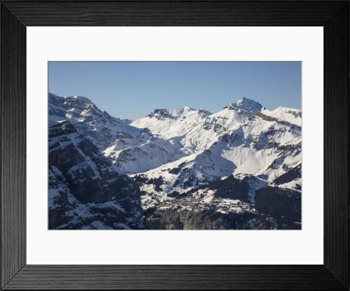 Framed Print : Schilthorn & Murren village, Jungfrau Region, Berner Oberland, Switzerland Framed Print : Schilthorn & Murren village, Jungfrau Region, Berner Oberland, Switzerland
