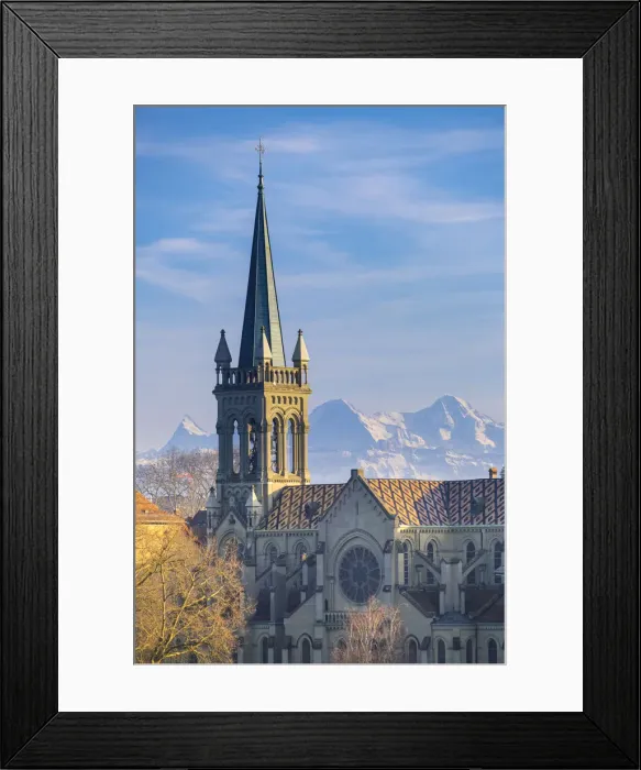 Framed Print : Skyline with Alps in the background, Bern (capital city), Berner Oberland, Switzerland Framed Print : Skyline with Alps in the background, Bern (capital city), Berner Oberland, Switzerland