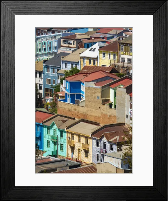 Framed Print : Colorful houses in town on sunny day, Cerro San Juan de Dios, Valparaiso, Valparaiso Province, Valparaiso Region, Chile Framed Print : Colorful houses in town on sunny day, Cerro San Juan de Dios, Valparaiso, Valparaiso Province, Valparaiso Region, Chile