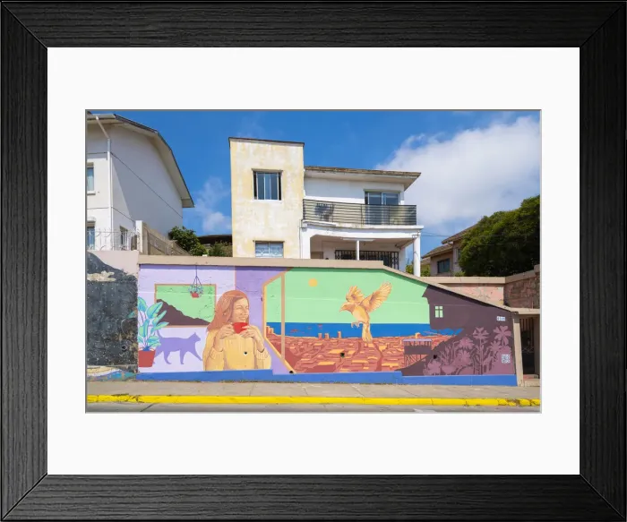 Framed Print : Painted mural of residential house on Avenida Alemania, Cerro Alegre, Valparaiso, Valparaiso Province, Valparaiso Region, Chile Framed Print : Painted mural of residential house on Avenida Alemania, Cerro Alegre, Valparaiso, Valparaiso Province, Valparaiso Region, Chile