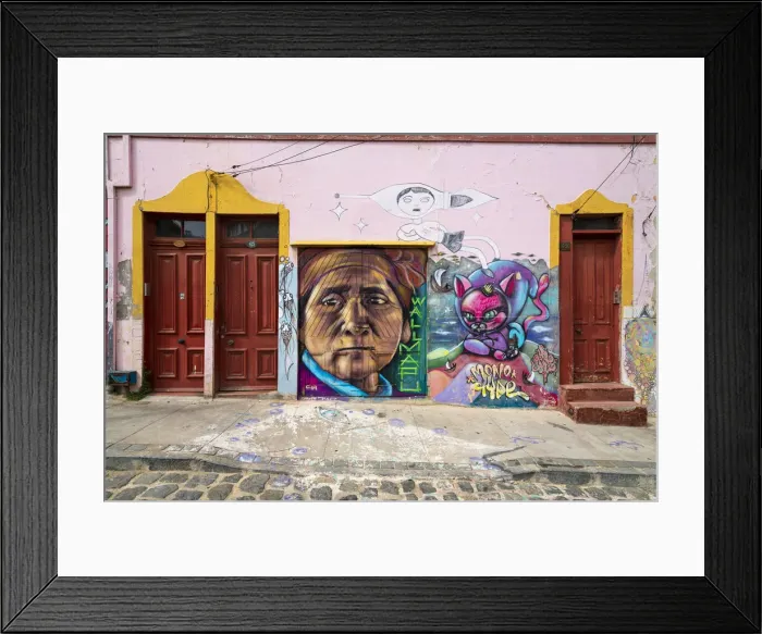 Framed Print : Painted mural of residential house, UNESCO, Cerro Alegre, Valparaiso, Valparaiso Province, Valparaiso Region, Chile Framed Print : Painted mural of residential house, UNESCO, Cerro Alegre, Valparaiso, Valparaiso Province, Valparaiso Region, Chile