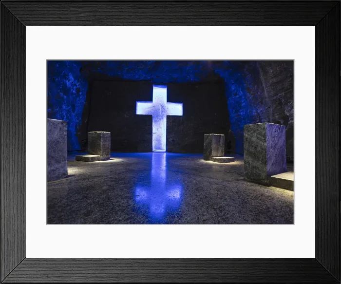 Framed Print : South America, Colombia, Cundinamarca, Zipaquira. Chapel in the salt cathedral of Zipaquira - an underground Catholic church built within the tunnels of a salt mine Framed Print : South America, Colombia, Cundinamarca, Zipaquira. Chapel in the salt cathedral of Zipaquira - an underground Catholic church built within the tunnels of a salt mine