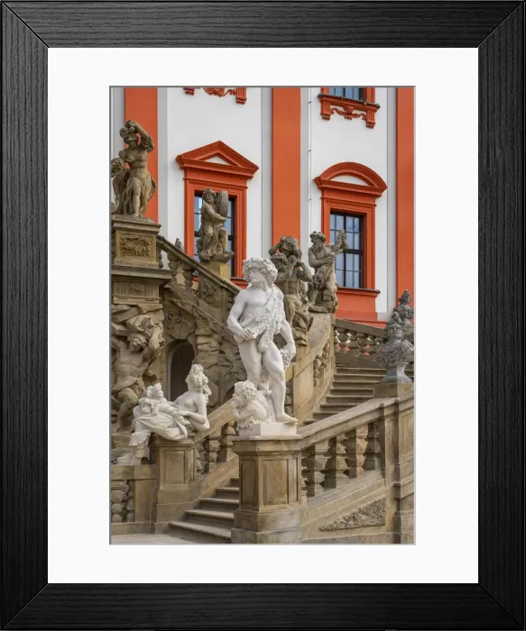 Framed Print : Baroque staircase with statues of Troja Chateau, Prague, Bohemia, Czech Republic Framed Print : Baroque staircase with statues of Troja Chateau, Prague, Bohemia, Czech Republic