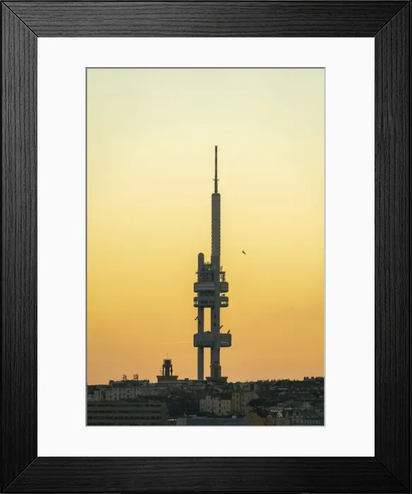 Framed Print : Zizkov TV tower at sunrise, Prague, Bohemia, Czech Republic