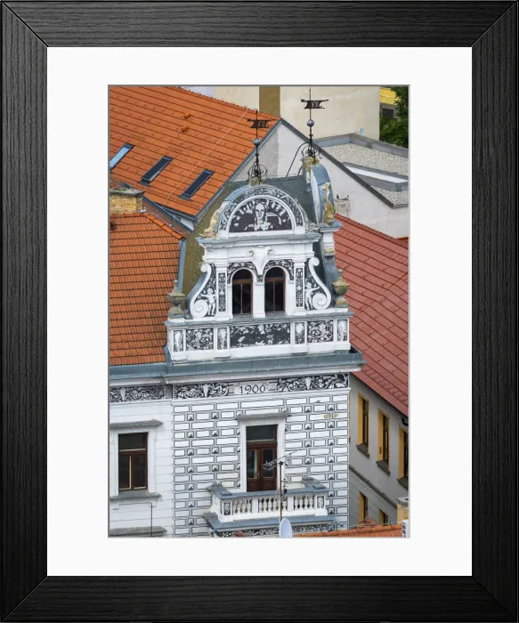 Framed Print : Painted facade of house, Pisek, South Bohemian Region, Czech Republic