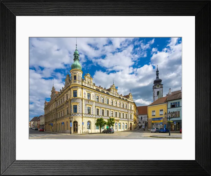 Framed Print : Sgraffito House at Black Eagle in Renaissance Revival style, Pisek, South Bohemian Region, Czech Republic Framed Print : Sgraffito House at Black Eagle in Renaissance Revival style, Pisek, South Bohemian Region, Czech Republic