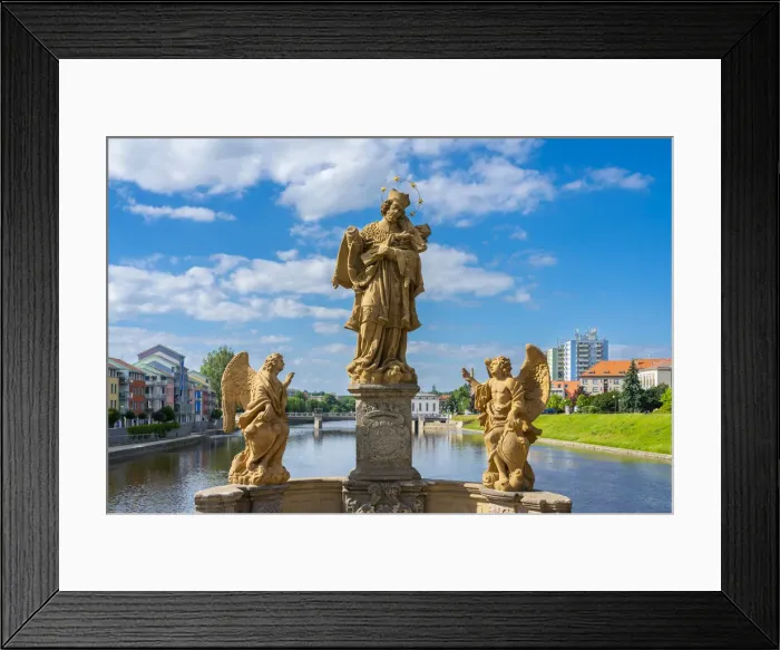 Framed Print : Sculptures on Pisek Stone Bridge which is the oldest stone bridge in the Czech Republic, Pisek, South Bohemian Region, Czech Republic Framed Print : Sculptures on Pisek Stone Bridge which is the oldest stone bridge in the Czech Republic, Pisek, South Bohemian Region, Czech Republic