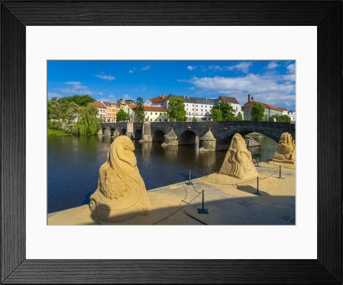 Framed Print : Sand sculptures next to Pisek Stone Bridge, Pisek, South Bohemian Region, Czech Republic Framed Print : Sand sculptures next to Pisek Stone Bridge, Pisek, South Bohemian Region, Czech Republic