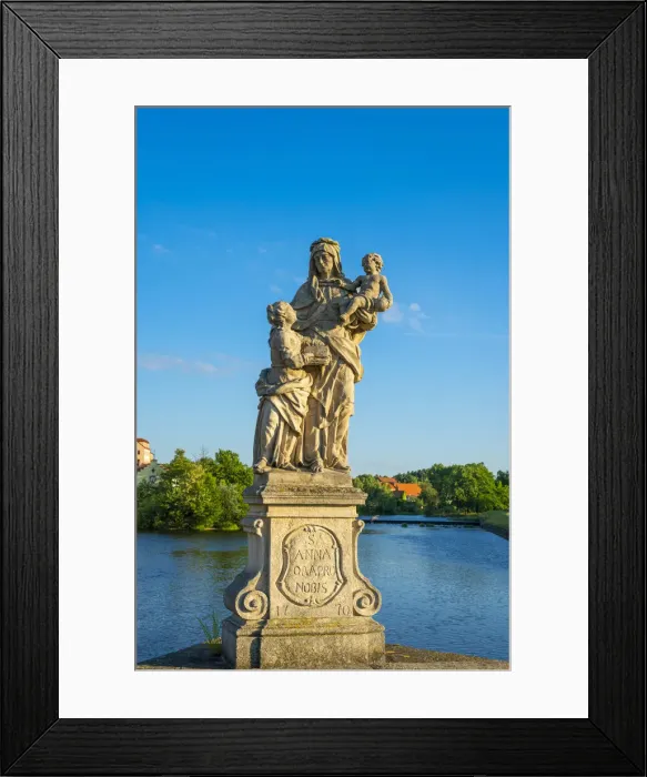 Framed Print : Saint Anne sculpture on Pisek Stone Bridge which is the oldest stone bridge in the Czech Republic, Pisek, South Bohemian Region, Czech Republic Framed Print : Saint Anne sculpture on Pisek Stone Bridge which is the oldest stone bridge in the Czech Republic, Pisek, South Bohemian Region, Czech Republic
