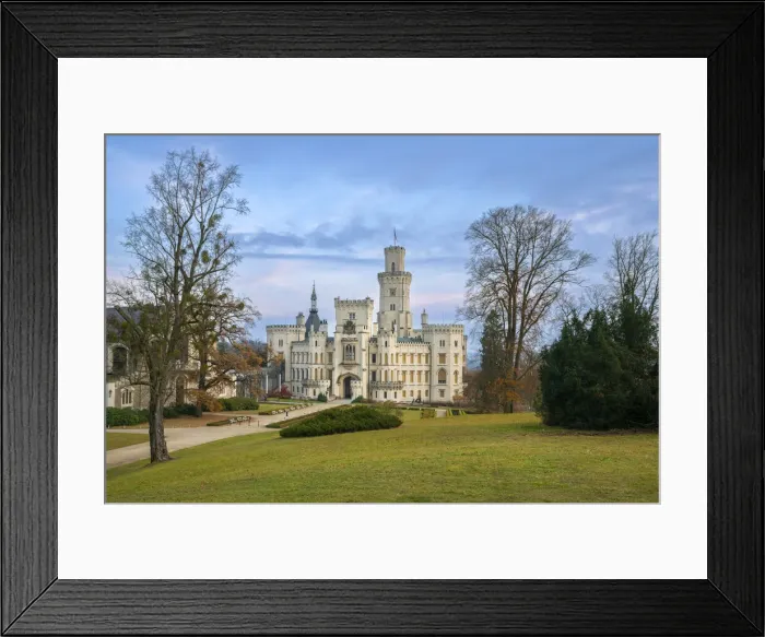 Framed Print : Facade of The State Chateau of Hluboka and its park at dusk, Hluboka nad Vltavou, South Bohemian Region, Czech Republic Framed Print : Facade of The State Chateau of Hluboka and its park at dusk, Hluboka nad Vltavou, South Bohemian Region, Czech Republic