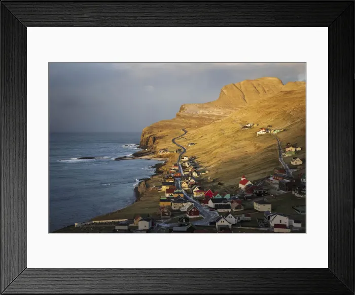 Framed Print : The village of Sumba at sunrise. Island of Suðuroy. Faroe Islands Framed Print : The village of Sumba at sunrise. Island of Suðuroy. Faroe Islands