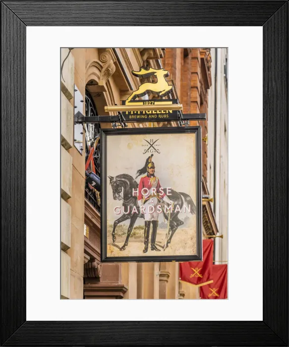 Framed Print : The Horse and Guardsman Pub sign, London, England, UK Framed Print : The Horse and Guardsman Pub sign, London, England, UK
