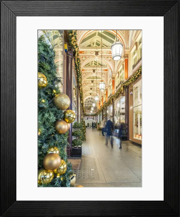 Framed Print : Burlington Arcade christmas decorations, Piccadilly, London, England, UK Framed Print : Burlington Arcade christmas decorations, Piccadilly, London, England, UK