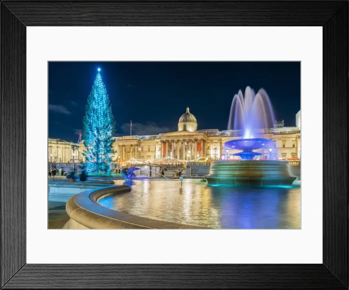 Framed Print : Trafalgar Square illuminated at night at Christmas, London, England, UK Framed Print : Trafalgar Square illuminated at night at Christmas, London, England, UK