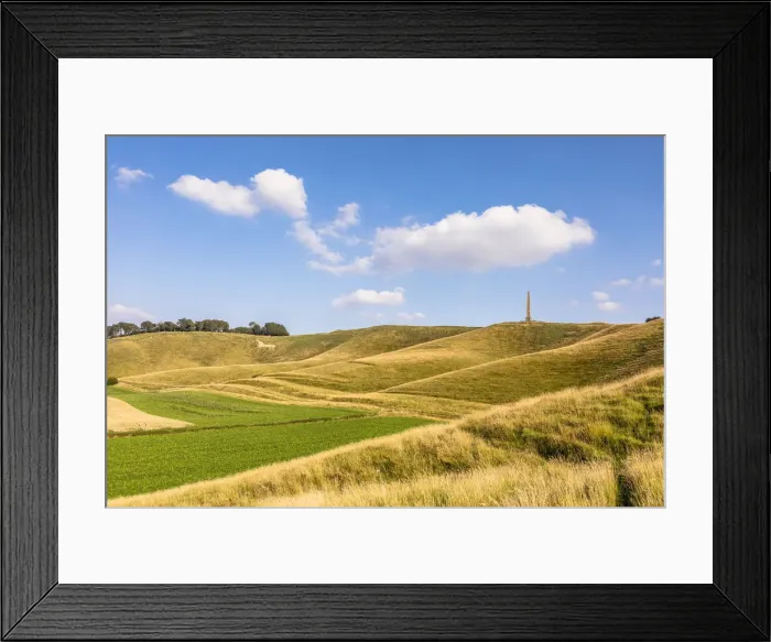 Framed Print : The Lansdowne Monument and Cherhill White Horse, Calne, Wiltshire, England, United Kingdom