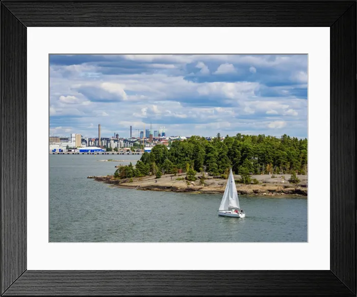 Framed Print : Sailboat by the Pihlajasaari Island, Helsinki, Uusimaa County, Finland