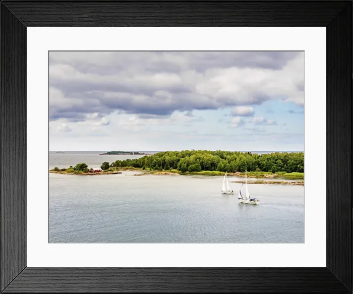 Framed Print : Yachts sailing near Mariehamn, elevated view, Aland Islands, Finland Framed Print : Yachts sailing near Mariehamn, elevated view, Aland Islands, Finland