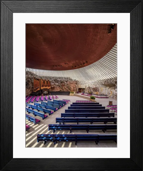 Framed Print : Temppeliaukio Church or Rock Church, interior, Helsinki, Uusimaa County, Finland