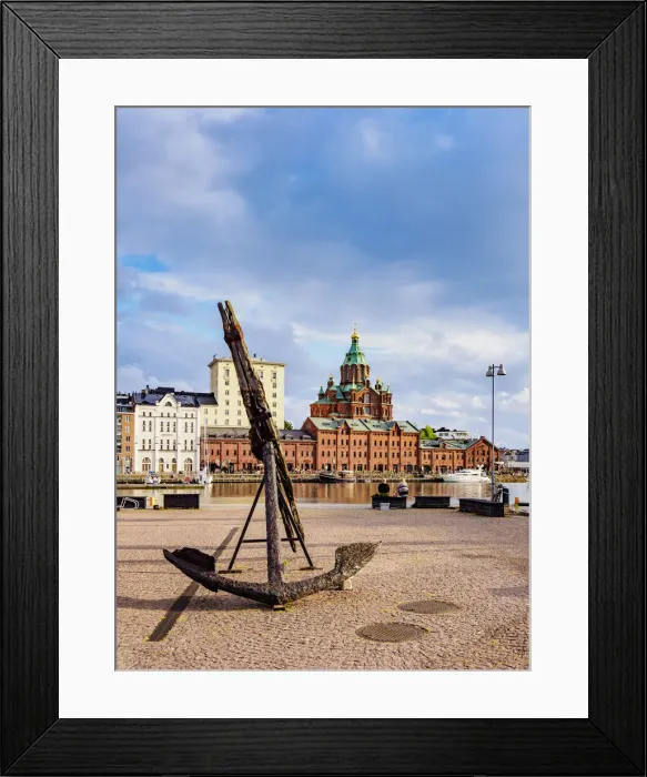 Framed Print : Pohjoissatama Harbour and Uspenski Cathedral, Helsinki, Uusimaa County, Finland