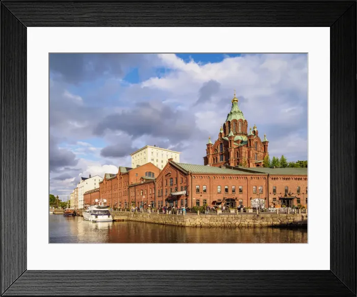 Framed Print : View over the Pohjoissatama Harbour towards the Uspenski Cathedral, Helsinki, Uusimaa County, Finland