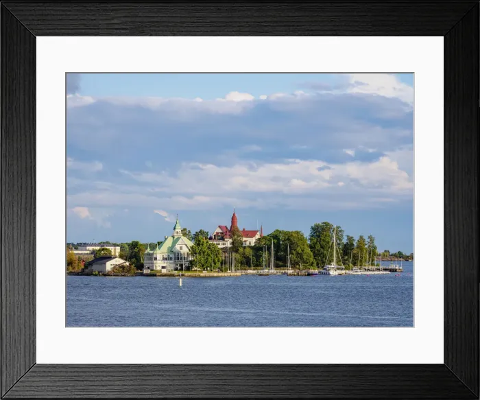 Framed Print : View over South Harbour towards Ravintola Restaurant at Valkosaari Island, Helsinki, Uusimaa County, Finland Framed Print : View over South Harbour towards Ravintola Restaurant at Valkosaari Island, Helsinki, Uusimaa County, Finland